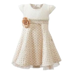 Lilax Sparkle Gold & Ivory Polka Dot Twirl Dress